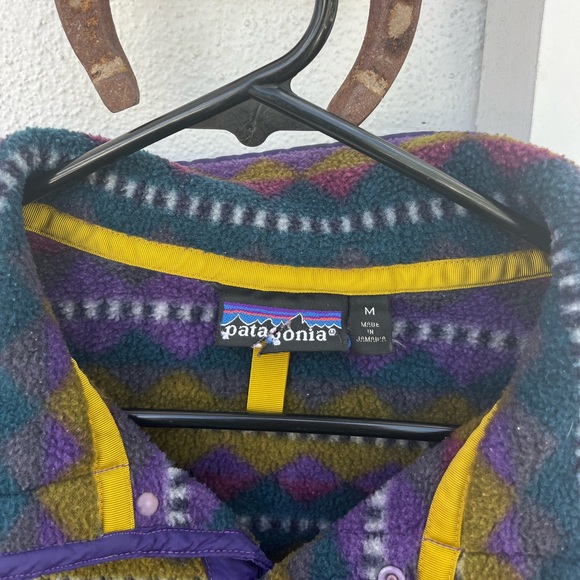 Rare Women's Vintage 90s Patagonia Tribal Synchilla Fleece Pullover Jacket (M) - Picture 2 of 4